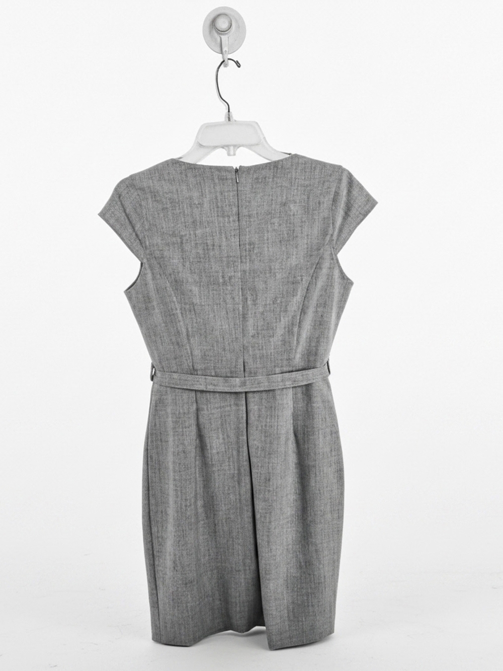 Calvin Klein Taylored Light Gray Cow-Neck Cap Sleeve Shealth Midi Dress 8P - Picture 4 of 13